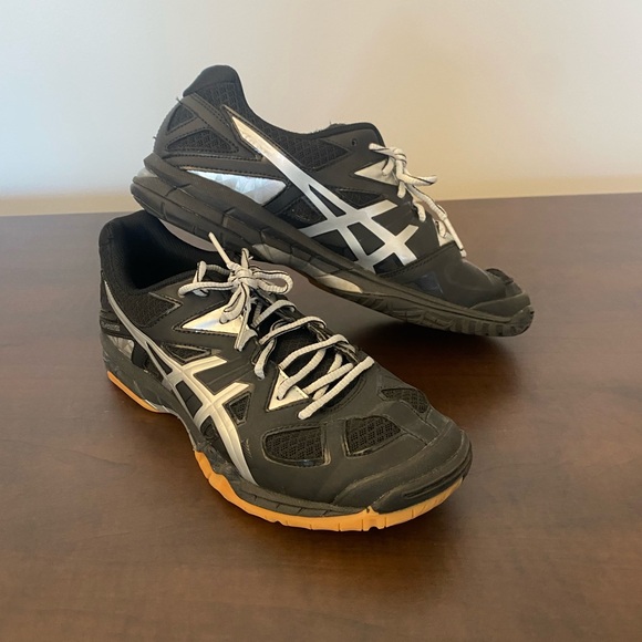 Asics Shoes - Asics Gel-Tactic Athletic Volleyball Shoes Black Gray B554N Womens Size 8